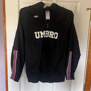 Umbro Premier 1/4‎ Zip Pullover Hooded Jacket Youth Large 14-16 Black White Red